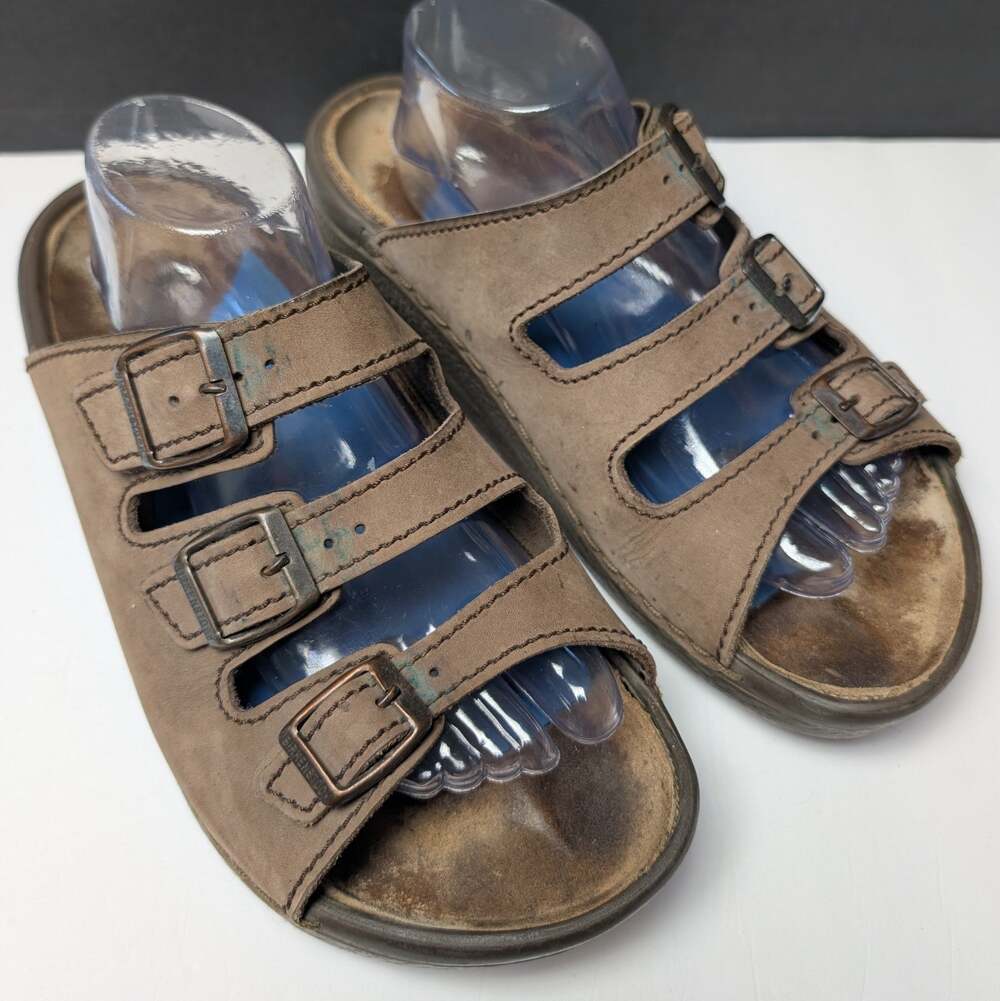 Birkenstock Florida Soft Footbed Sandals MENS 10 Brown Triple Buckle Straps Boho
